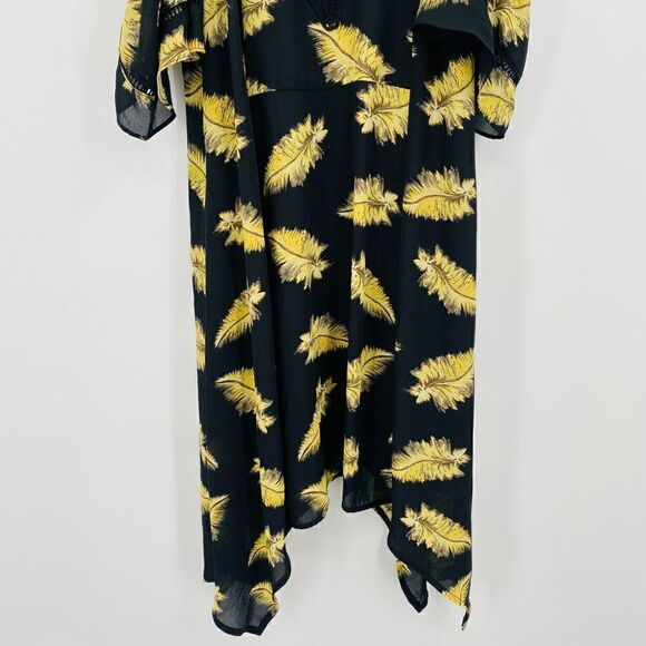 Disney Beauty and the Beast Large Black & Gold Feather Cold Shoulder Mini Dress - Picture 4 of 10